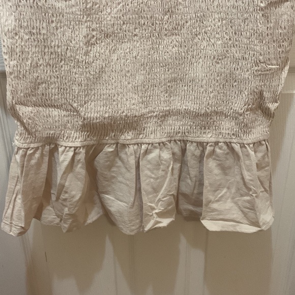 Simplee Plus Size 2X Women Smocked Bodycon Off Shoulder Puff Oatmeal Midi Dress - Picture 7 of 8